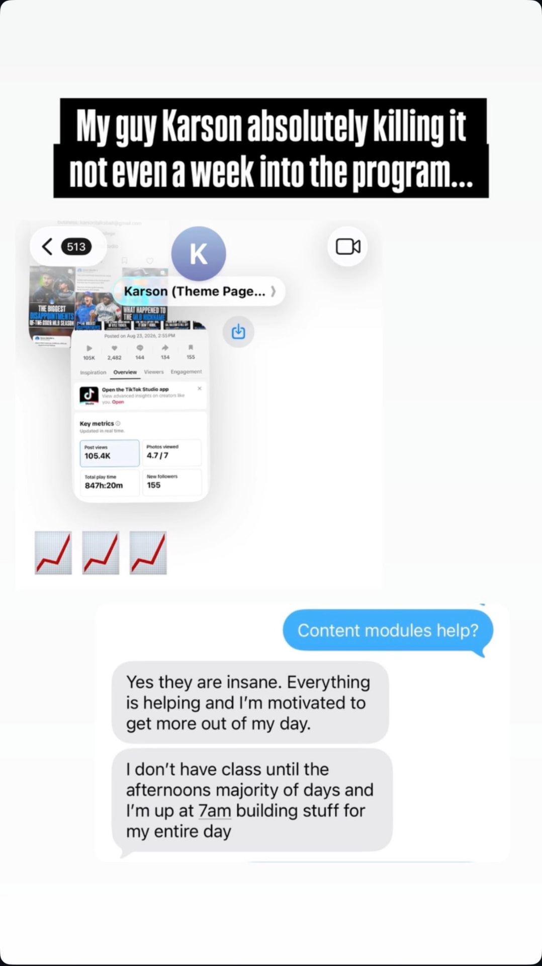 Client win ... Karson (Theme Page), TikTok results